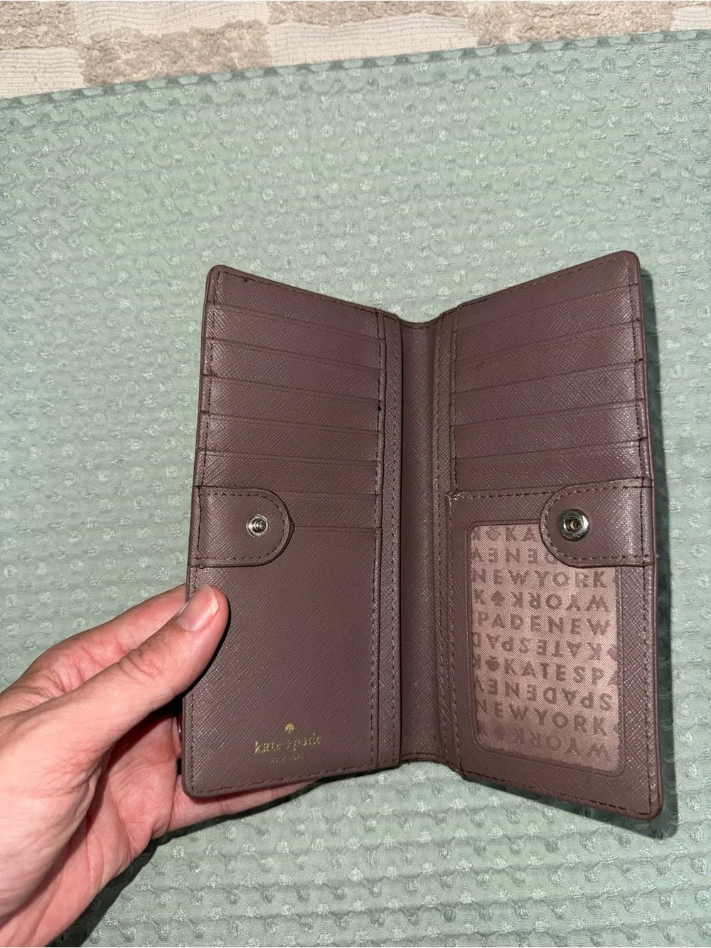 Kate Spade Laurel Way Neda Zip Around Wallet Mauve Taupe Saffiano Leather